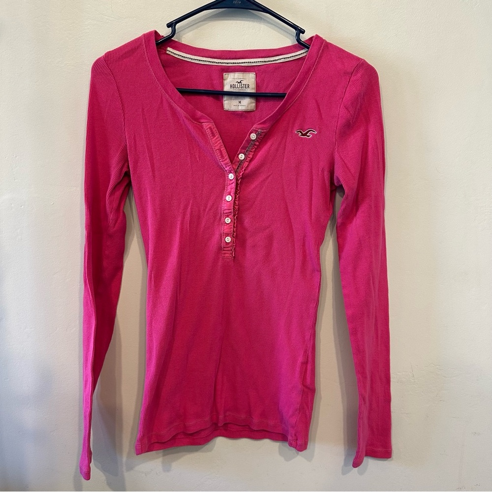Vintage y2k Hollister pink Henley top Bella Swan Elena Gilbert style medium